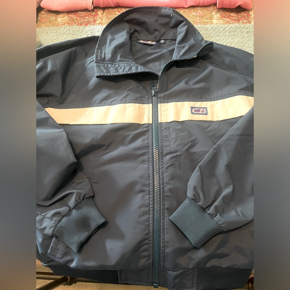 Navy and White CB full zip windbreaker Small